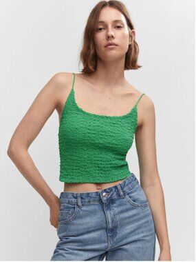 Women's MANGO Seersucker Crop Top